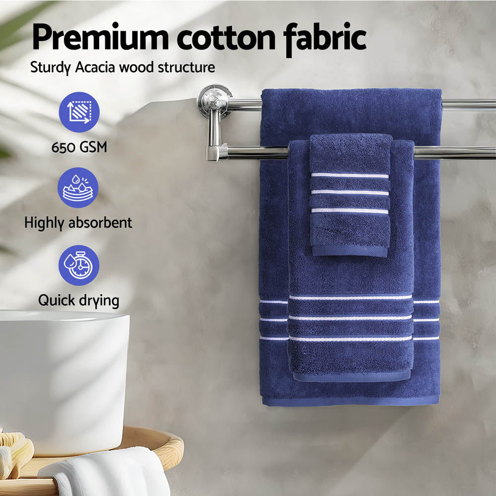 Serene Cotton Bath Towel Set — Navy 6 Piece