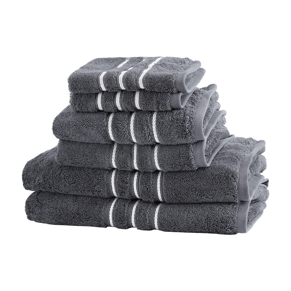 Serene Cotton Bath Towel Set — Grey 6 Piece