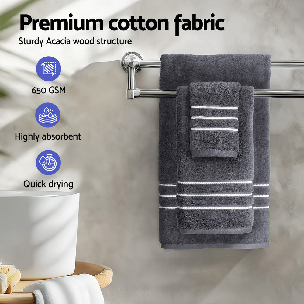 Serene Cotton Bath Towel Set — Grey 6 Piece