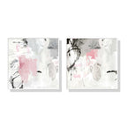 Abstract Pink & Grey Canvas Wall Art — Set of 2