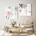 Abstract Pink & Grey Canvas Wall Art — Set of 2