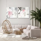 Abstract Pink & Grey Canvas Wall Art — Set of 2