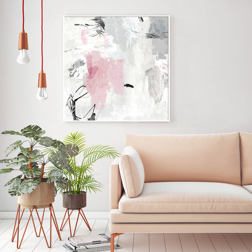 Abstract Pink & Grey Canvas Wall Art — Set of 2