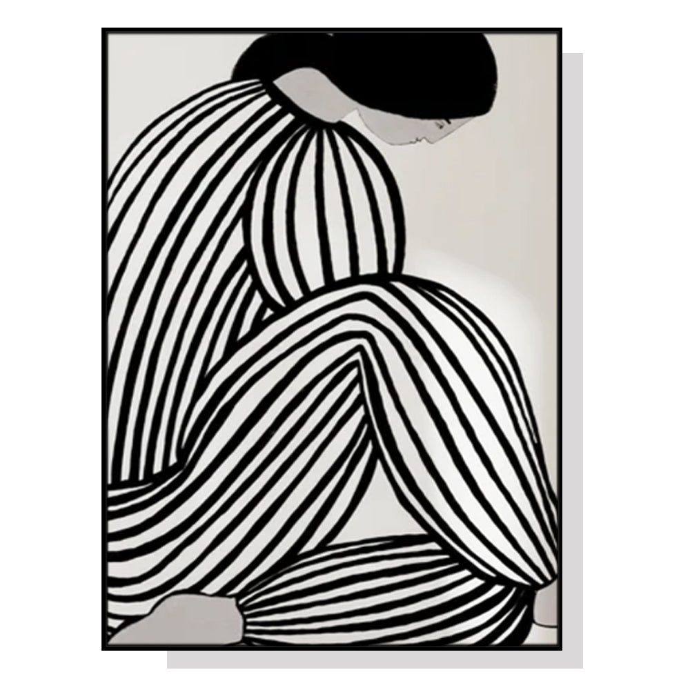 Mid-Century Figure Canvas Wall Art — Black Frame