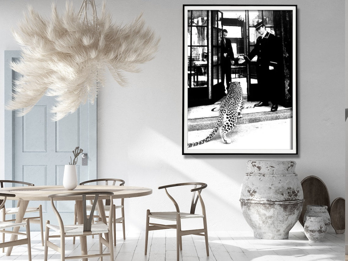 Maison Leopard Canvas Wall Art — Black Frame