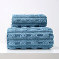 CloudSoft Thickened Coral Fleece Towel Set — Blue 2 Piece